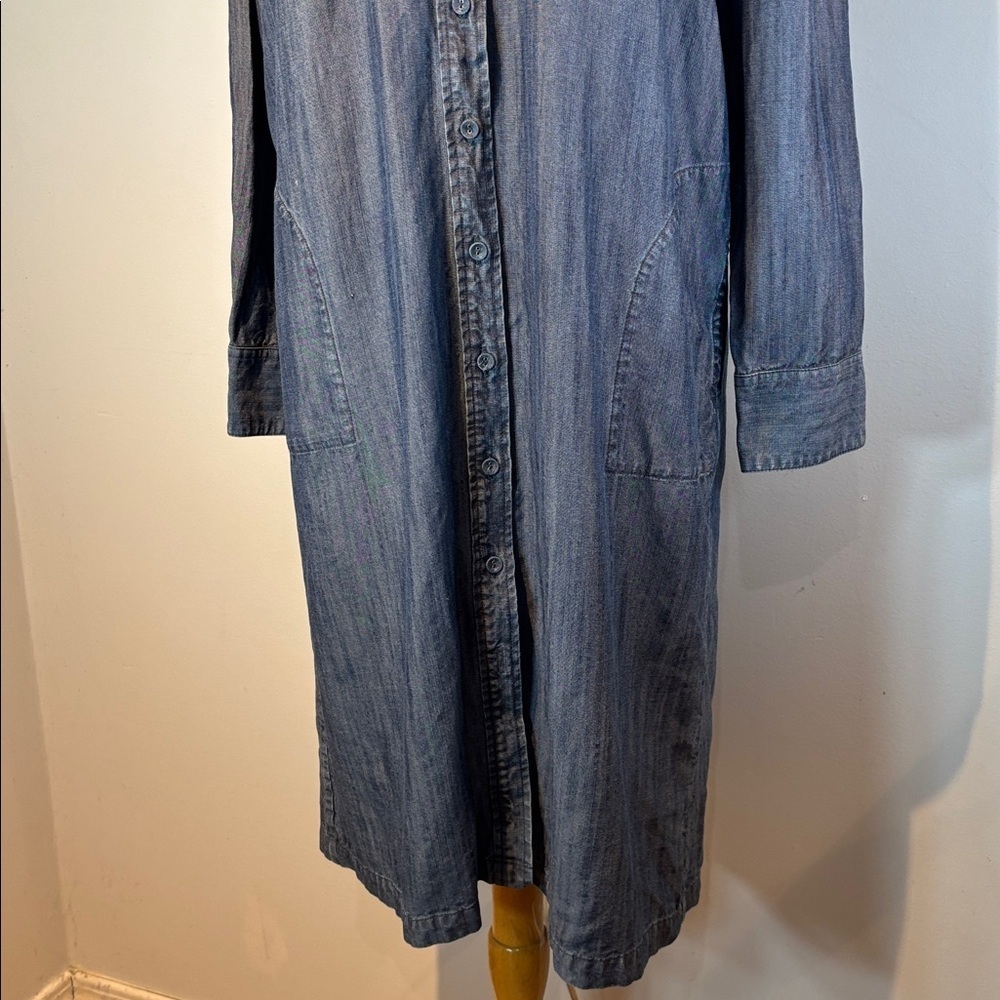 Tilley chambray denim button down dress with pockets size large - Picture 11 of 14